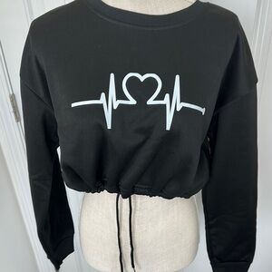Black Heartbeat Crop Top